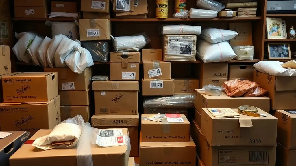 E-commerce shipping and fulfillment station with packed boxes ready for delivery