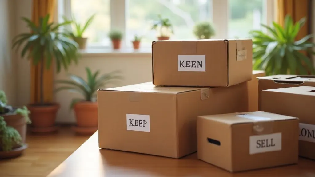 Organized sorting system with labeled boxes